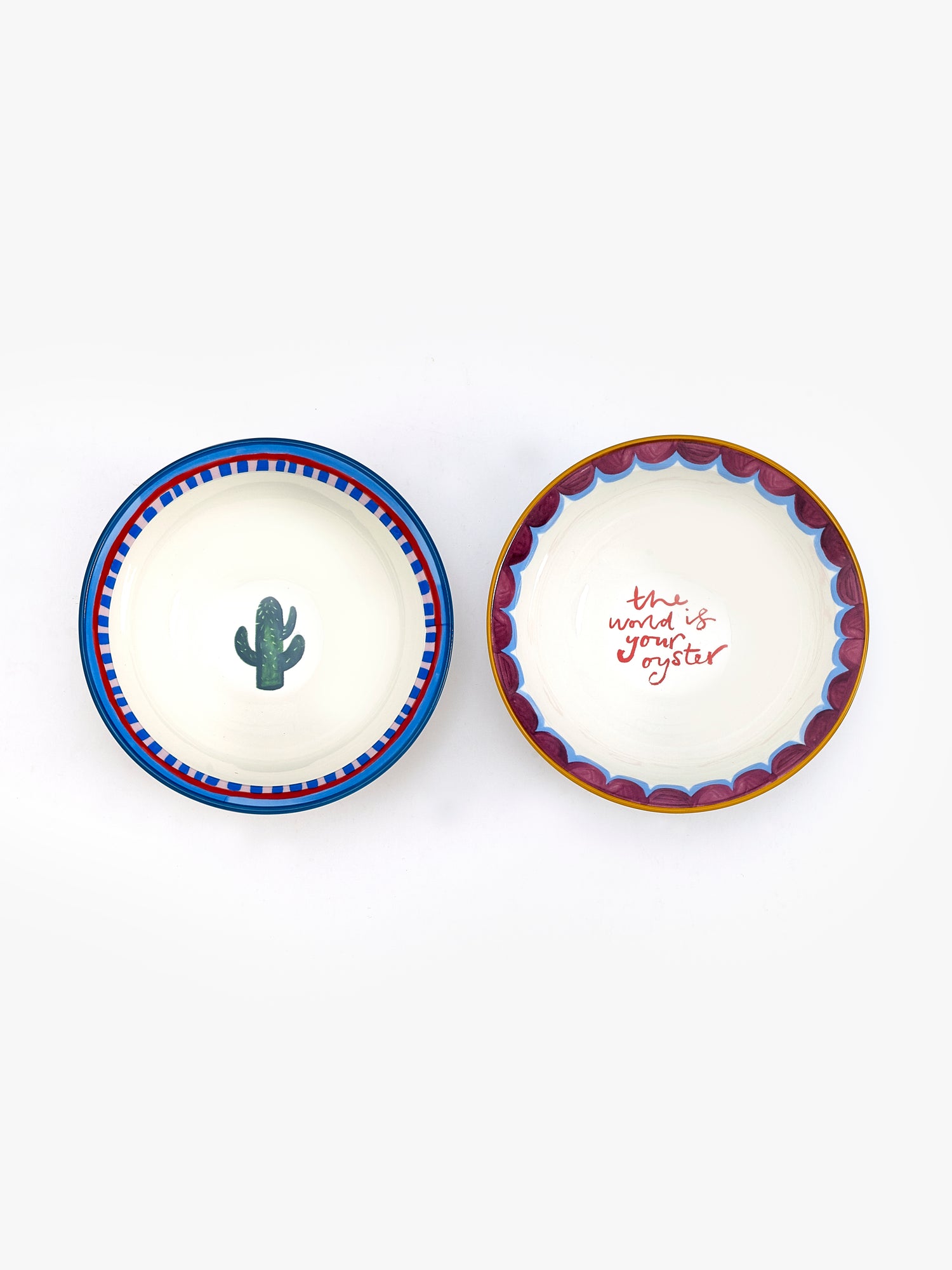 Eleanor Bowmer Set of 2 Cactus & Oyster Nibble Bowls