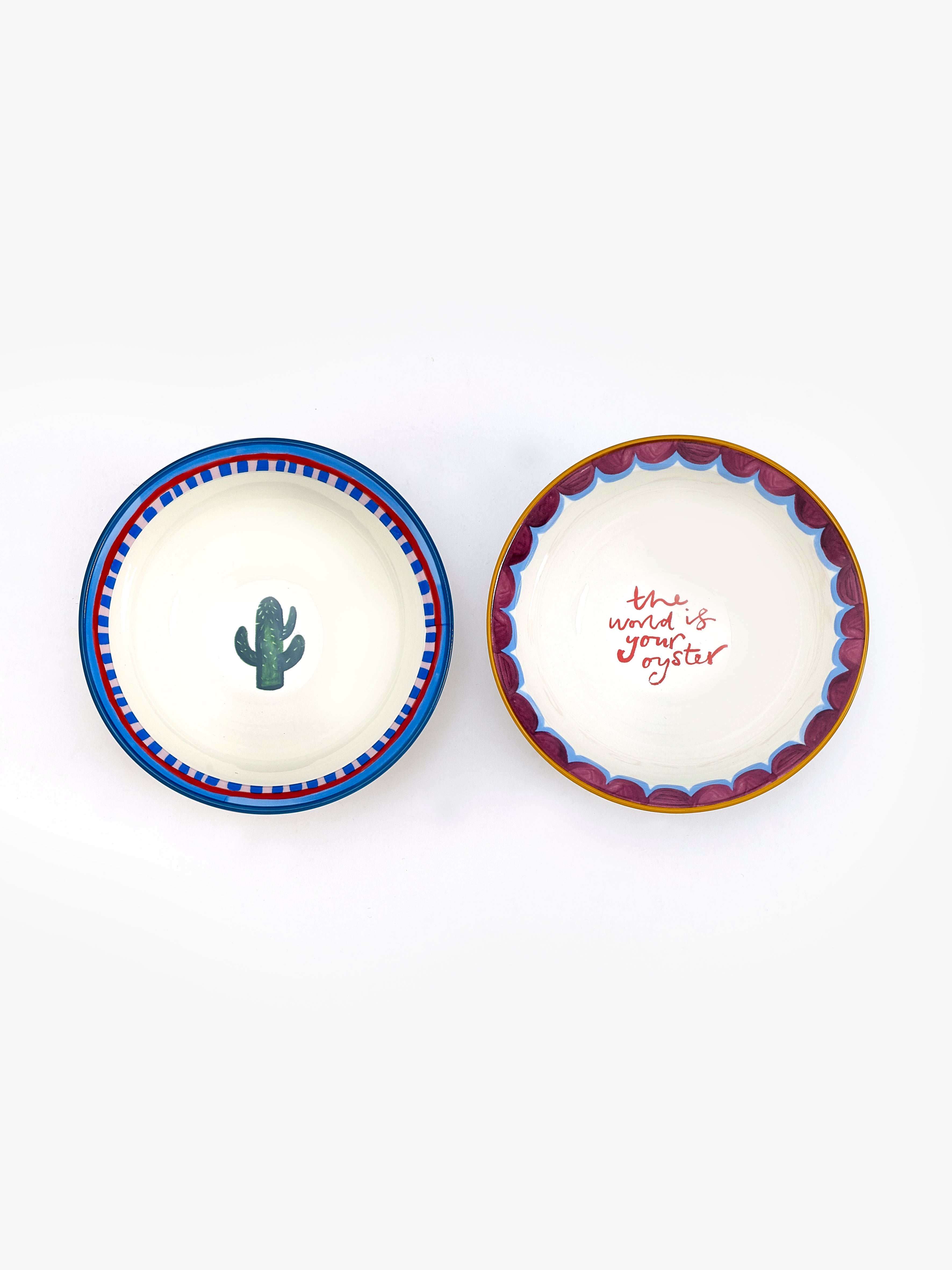 Eleanor Bowmer Set of 2 Cactus & Oyster Nibble Bowls