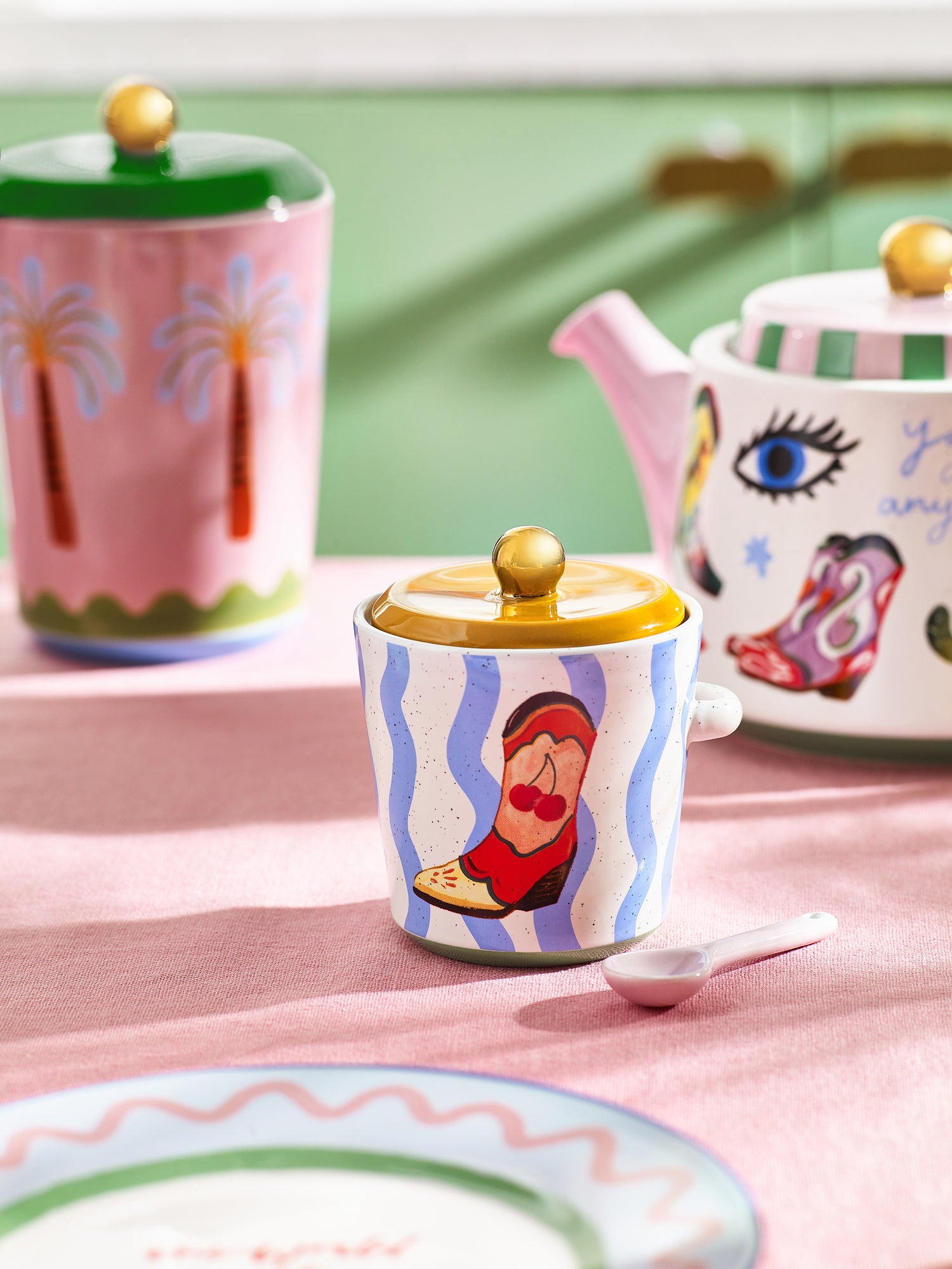 Eleanor Bowmer Electric Coast Sugar Pot & Spoon Set