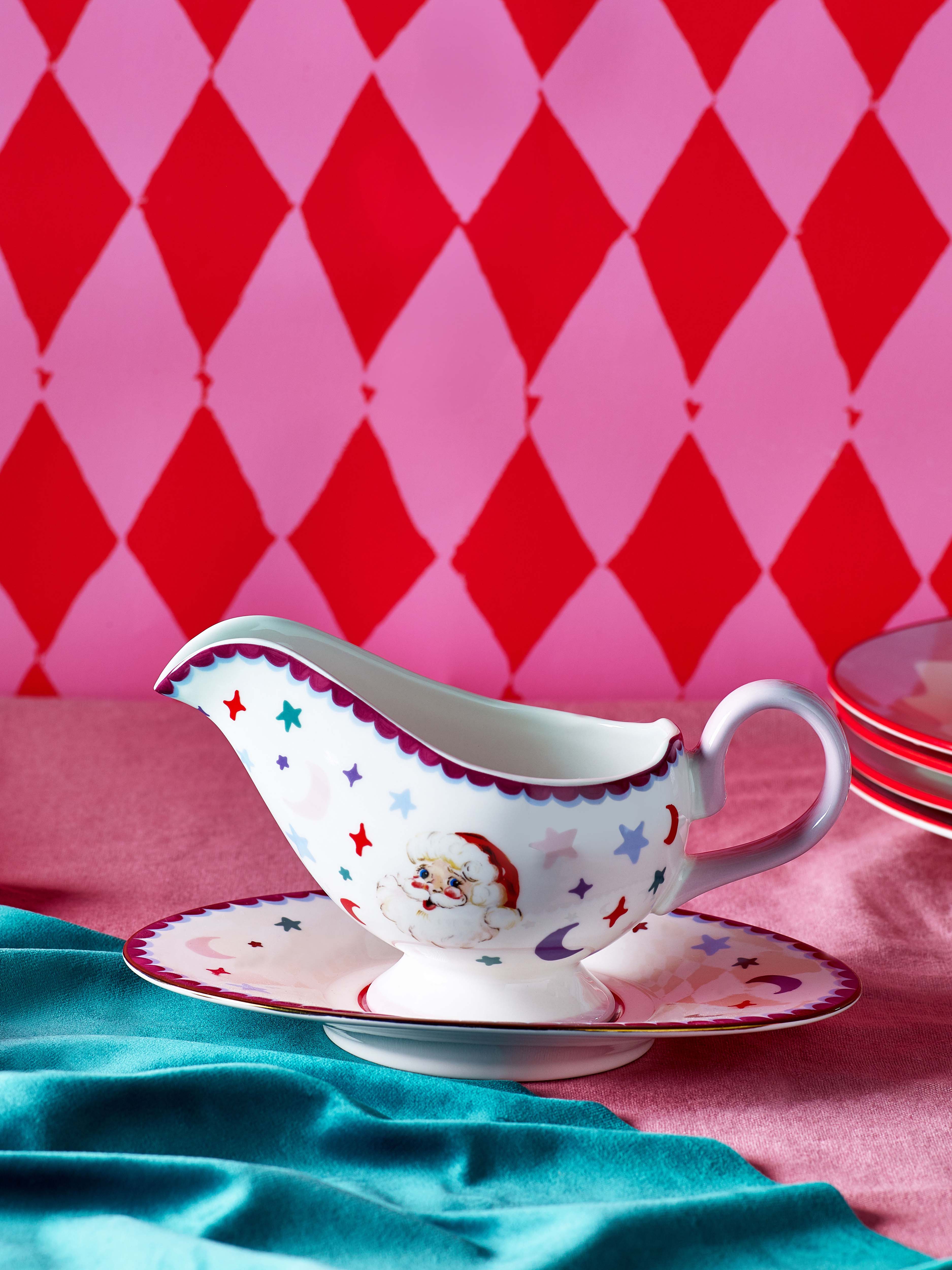 Eleanor Bowmer Festive Santa Gravy Boat & Saucer