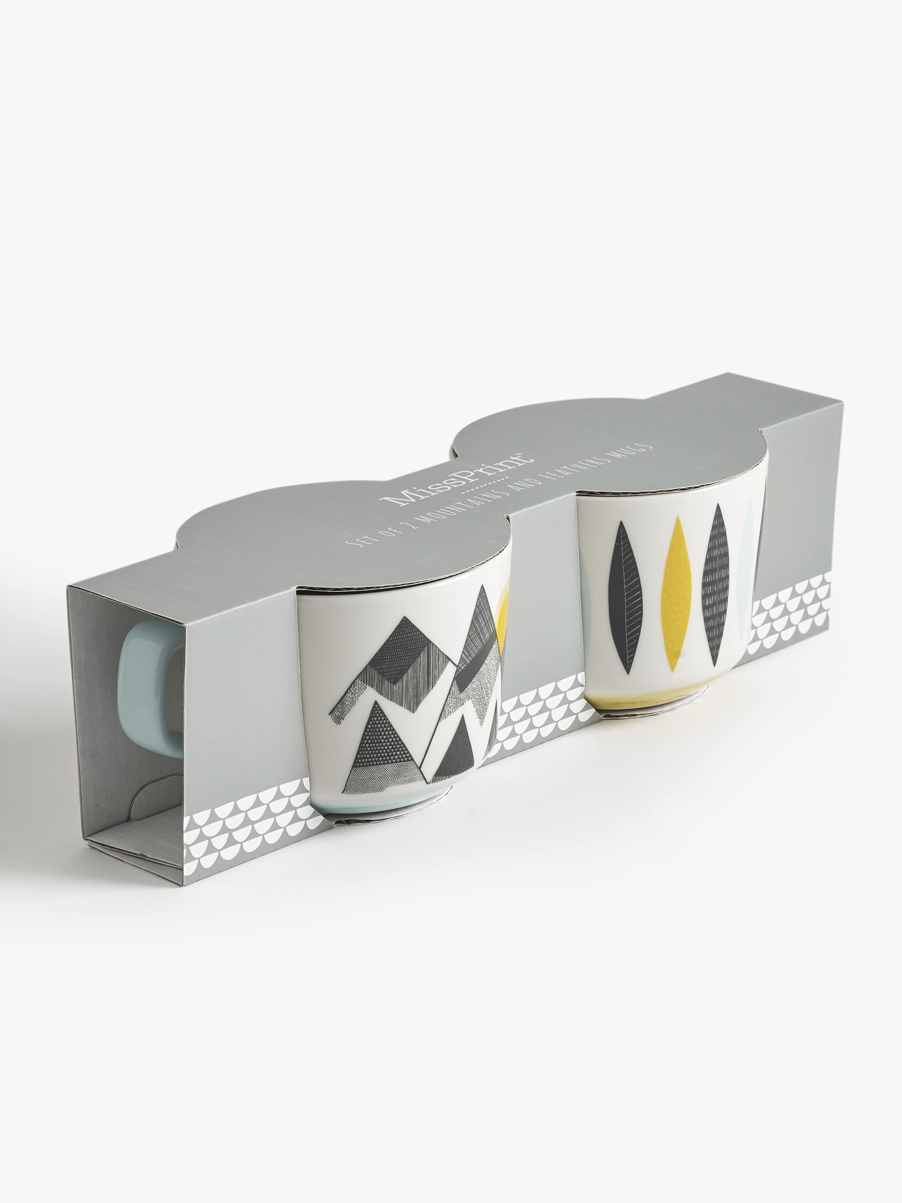 MissPrint Mountain and Feathers Mugs (Set of 2)
