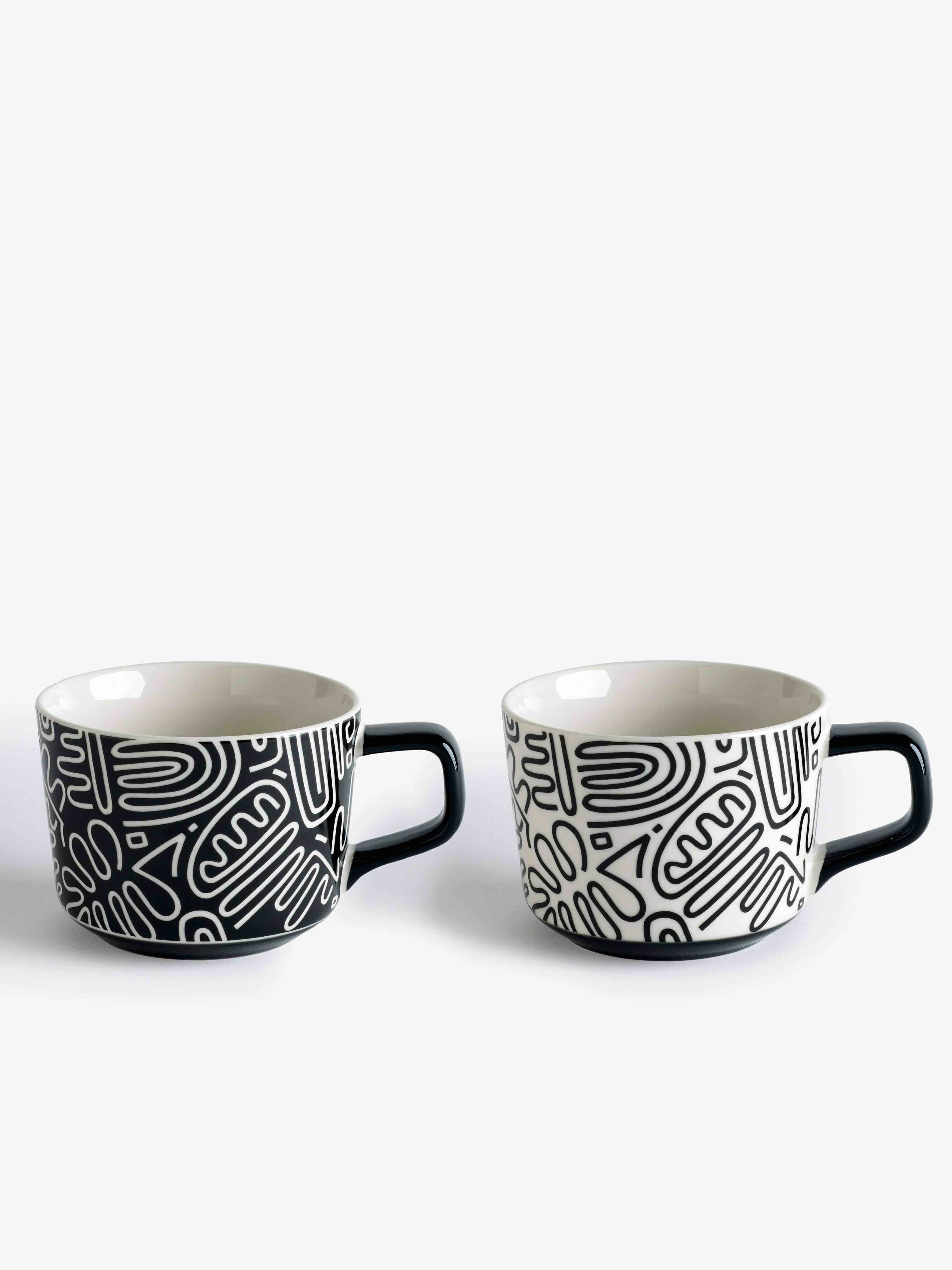 MissPrint Nazca White and Black Mugs (Set of 2)