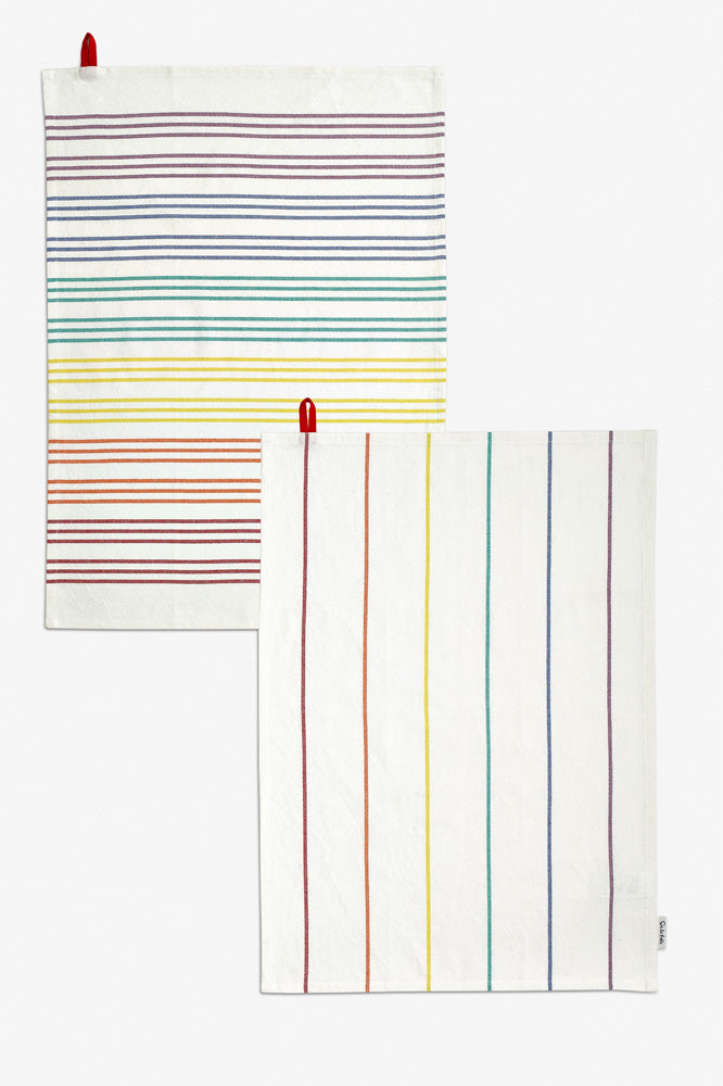 Sur La Table Multi Coloured Striped Tea Towels (Set of 2)