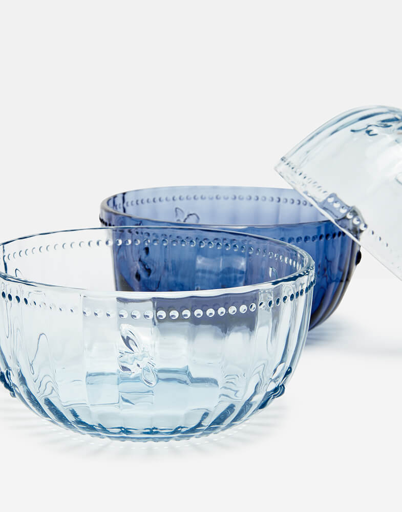 Joules Bee Glass Dark Blue Dessert Bowl
