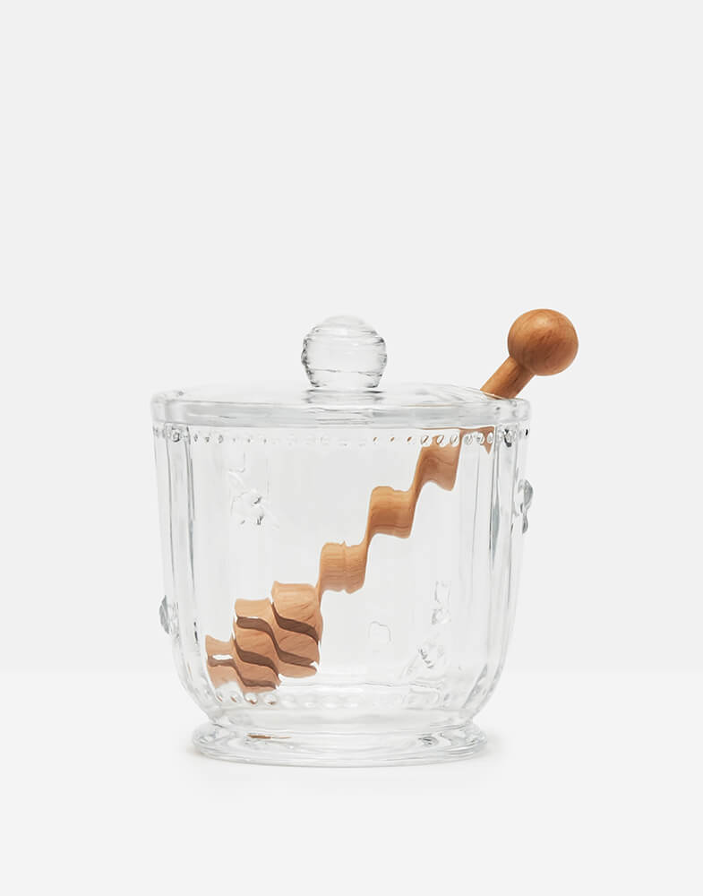 Joules Bee Glass Honey Pot & Wooden Drizzler