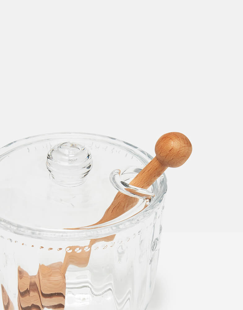 Joules Bee Glass Honey Pot & Wooden Drizzler