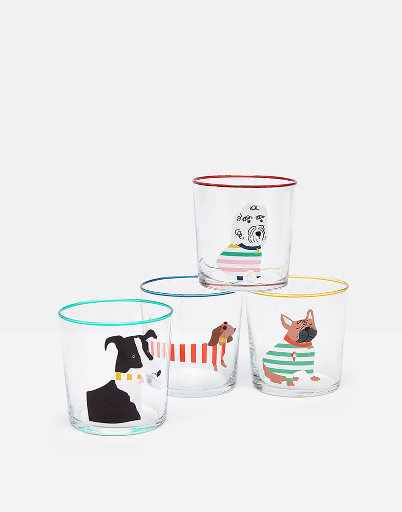 Joules Brightside Dog Glass Tumblers (Set of 4)