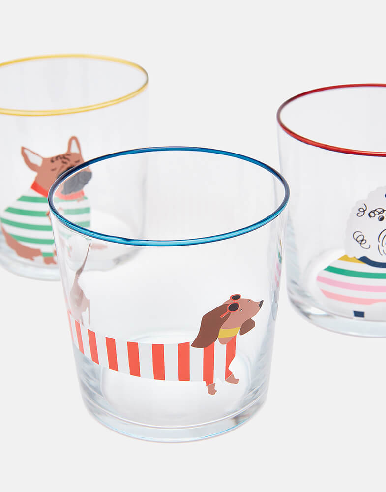 Joules Brightside Dog Glass Tumblers (Set of 4)