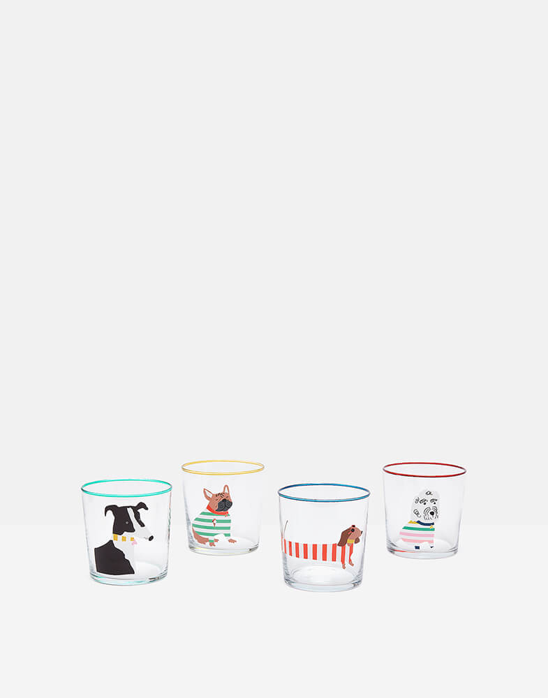 Joules Brightside Dog Glass Tumblers (Set of 4)