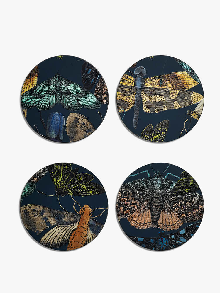 Kew Gardens Living Jewels Midnight Round Coasters (Set of 4)