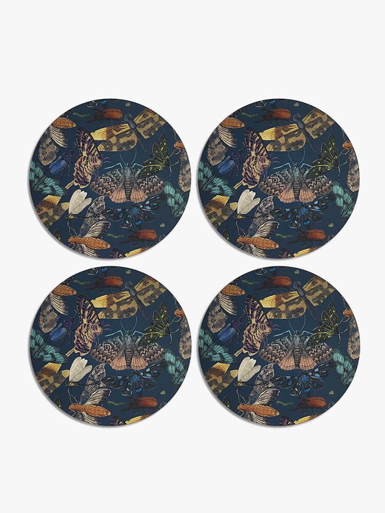 Kew Gardens Living Jewels Midnight Round Placemats (Set of 4)