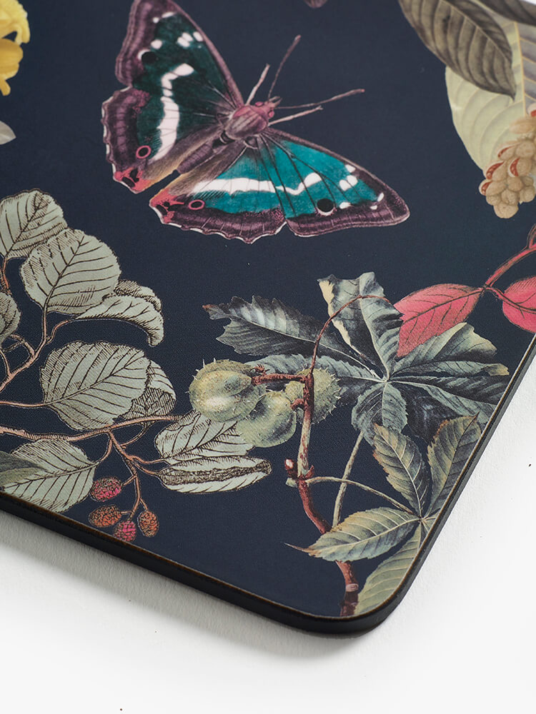 Kew Gardens Midnight Floral Square Coaster (Set of 4)