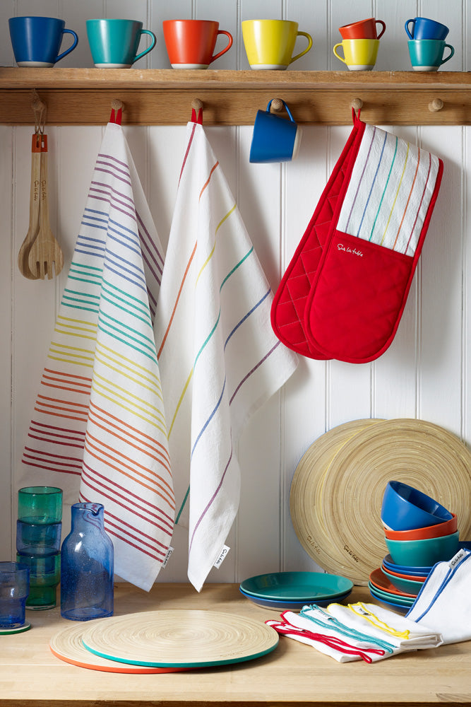 Sur La Table Multi Coloured Striped Tea Towels (Set of 2)
