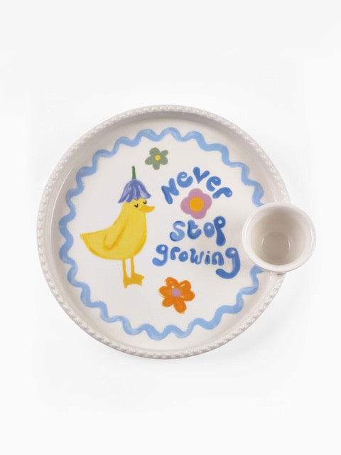 Eleanor Bowmer Bloom &amp; Grow Duck Egg Cup &amp; Plate