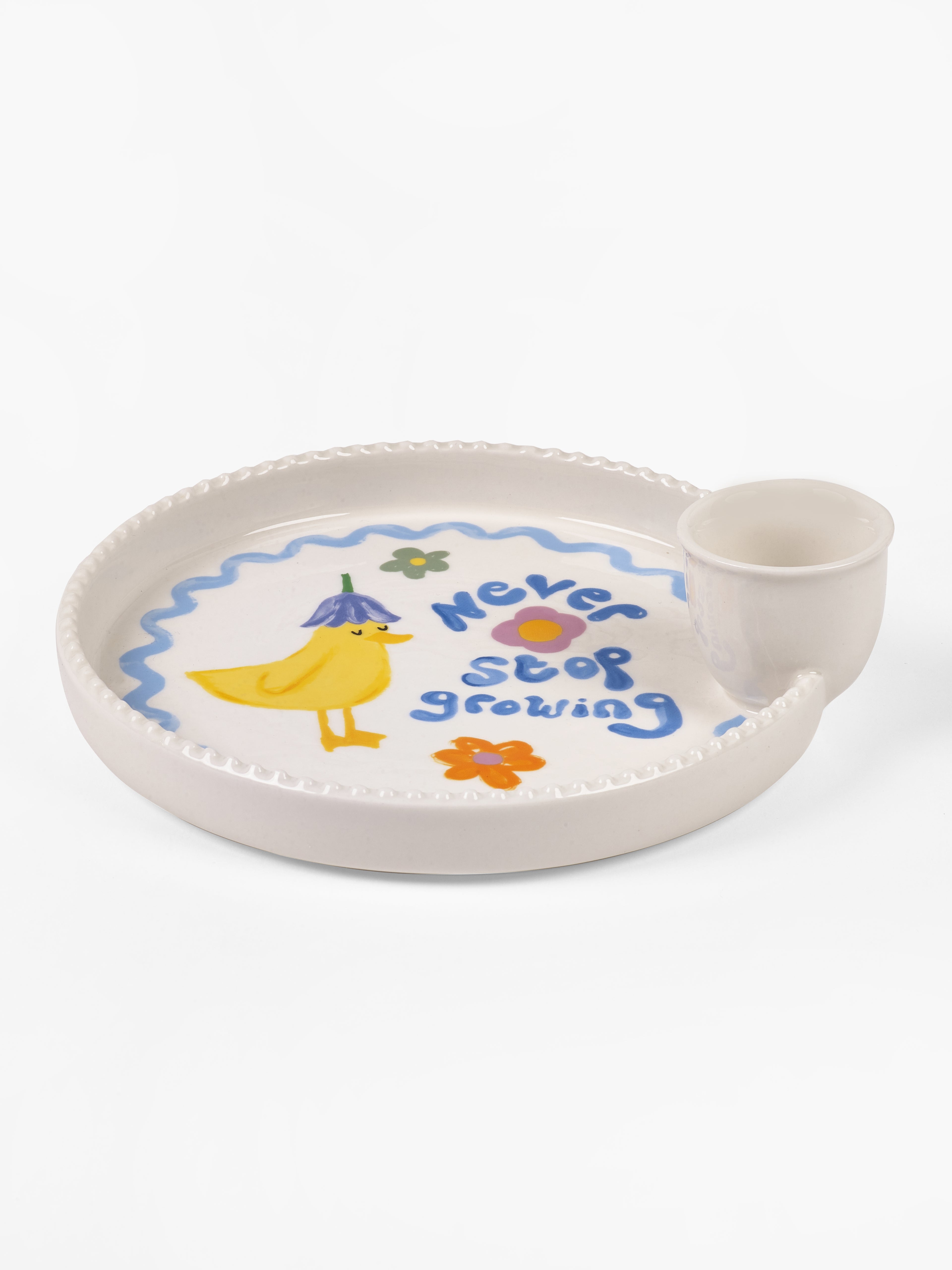 Eleanor Bowmer Bloom &amp; Grow Duck Egg Cup &amp; Plate