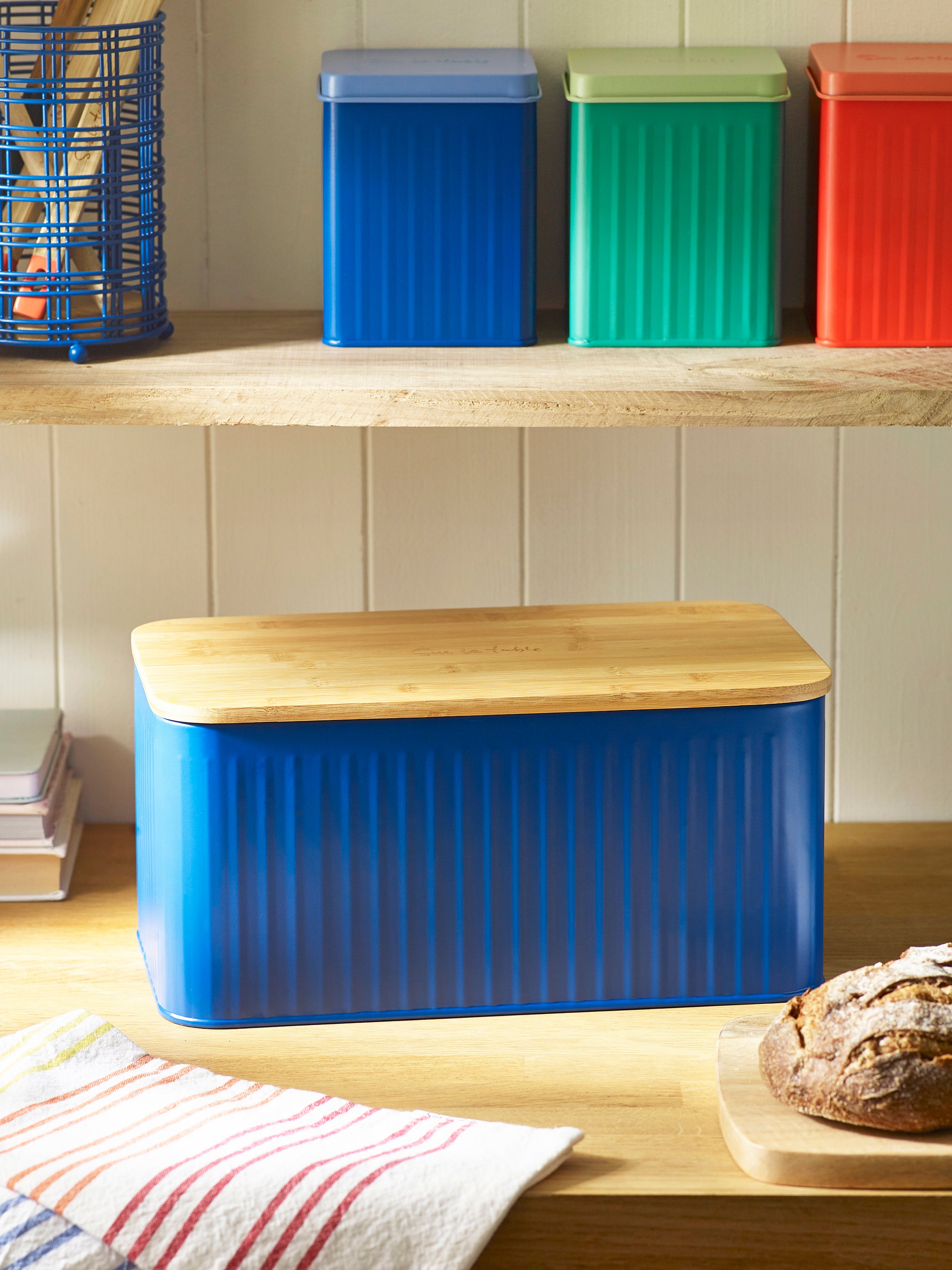 Sur La Table Blue Bread Bin