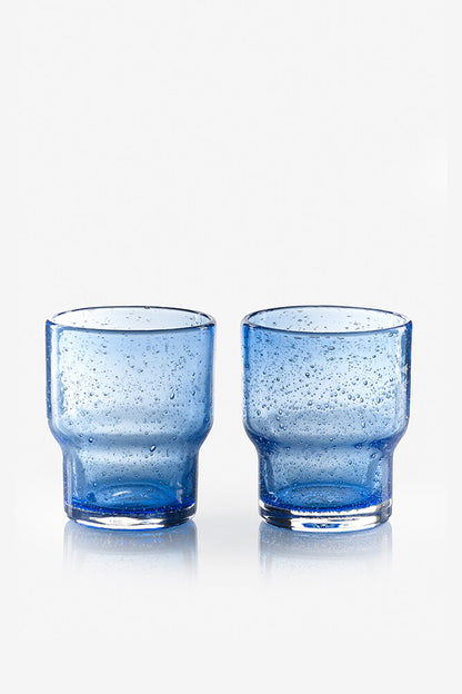 Sur La Table Blue Glass Stacking Tumblers (Set of 2)