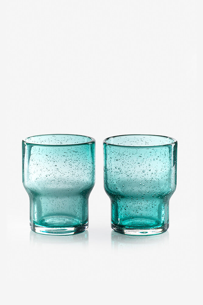Sur La Table Green Glass Stacking Tumblers (Set of 2)
