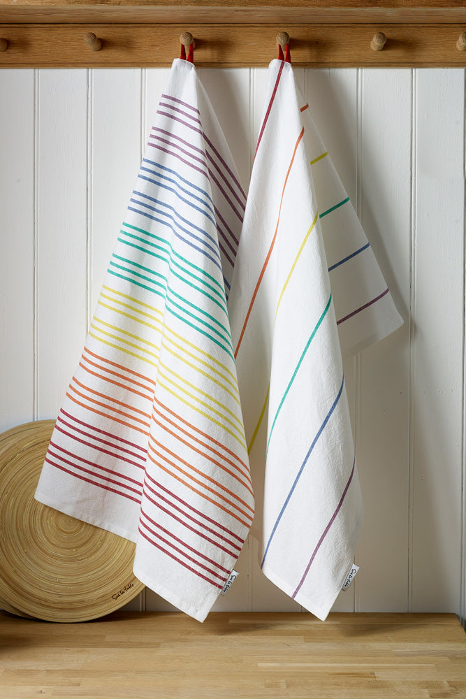 Sur La Table Multi Coloured Striped Tea Towels (Set of 2)