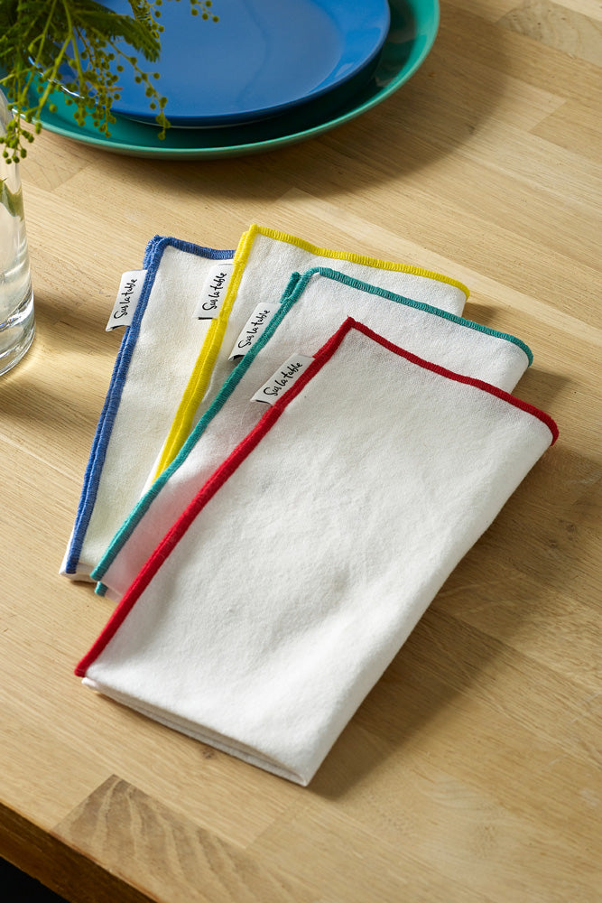 Sur La Table Coloured White Napkins (Set of  4)