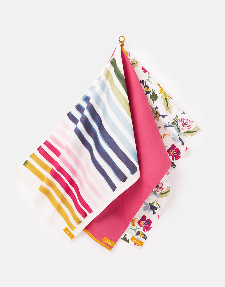 Joules Cambridge Floral Tea Towels (Set of 3)