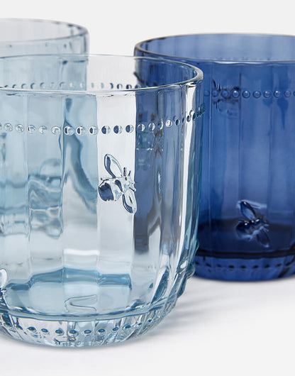 Joules Bee Glass Dark Blue Tumbler