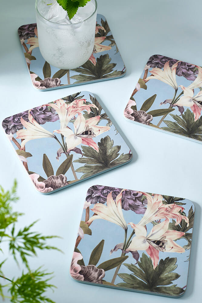 Kew Gardens Bee Floral Square Coaster (Set of 4)