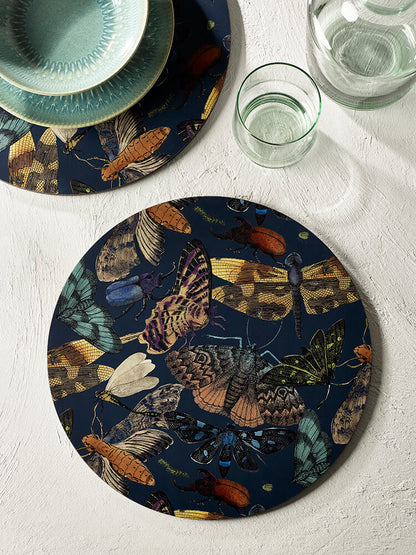 Kew Gardens Living Jewels Midnight Round Placemats (Set of 4)