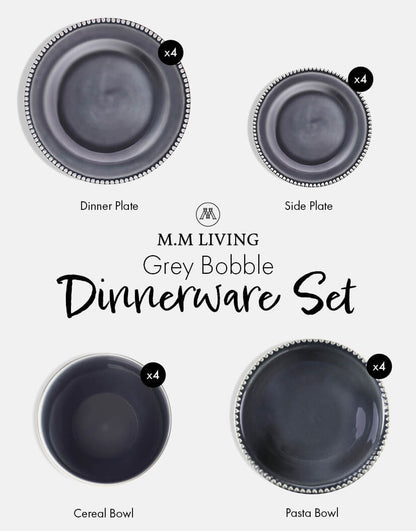MM Living Grey Bobble Dinnerware Set